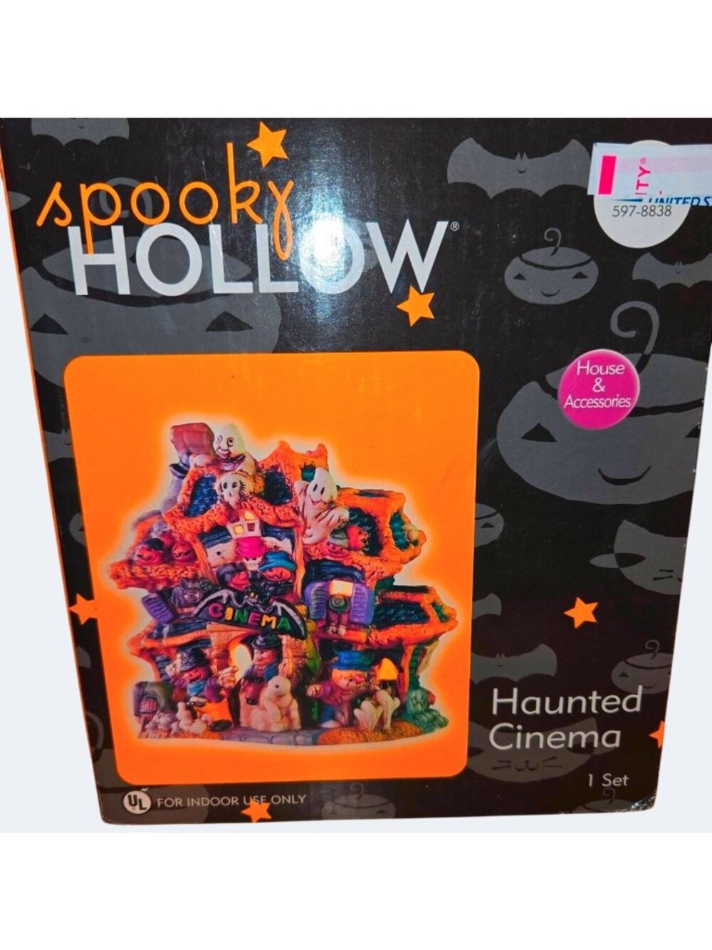 Spooky Hollow Haunted Cinema Light-Up Porcelain House Figurine Hand-Painted Hall